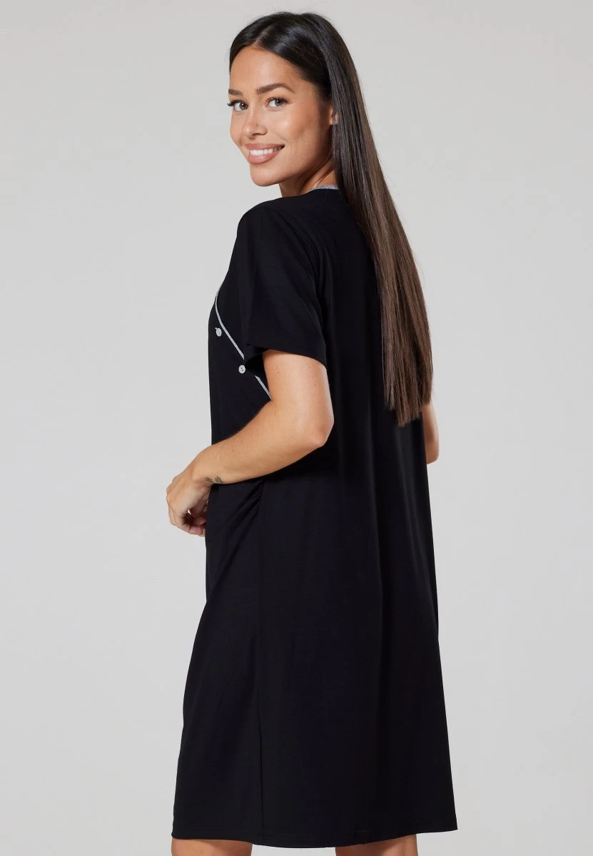 Happy Mama Maternity Nursing- Nightie - Nightdress Black 3 Happy Mama Maternity Nursing- Nightie - Nightdress Black - Image 3