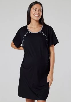 Happy Mama Maternity Nursing- Nightie - Nightdress Black