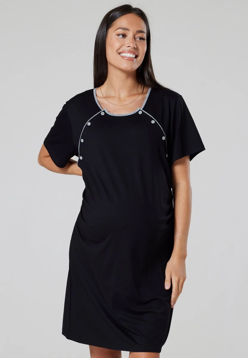 Happy Mama Maternity Nursing- Nightie - Nightdress Black 1 Happy Mama Maternity Nursing- Nightie - Nightdress Black