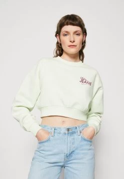 Calvin Klein Jeans Motion Logo Crew Neck - Sweatshirt - Canary Green / Amaranth -Ladies Clothing Shop 614311cb61864137af143ee18fd7c4e5