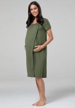 Happy Mama Labor Delivery Hospital Breastfeeding - Nightie - Khaki