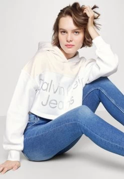 Calvin Klein Jeans Shiny Institutional Hoodie - Sweatshirt - Bright White -Ladies Clothing Shop 6e6fb57e02c34171ae5505f730c37d9e