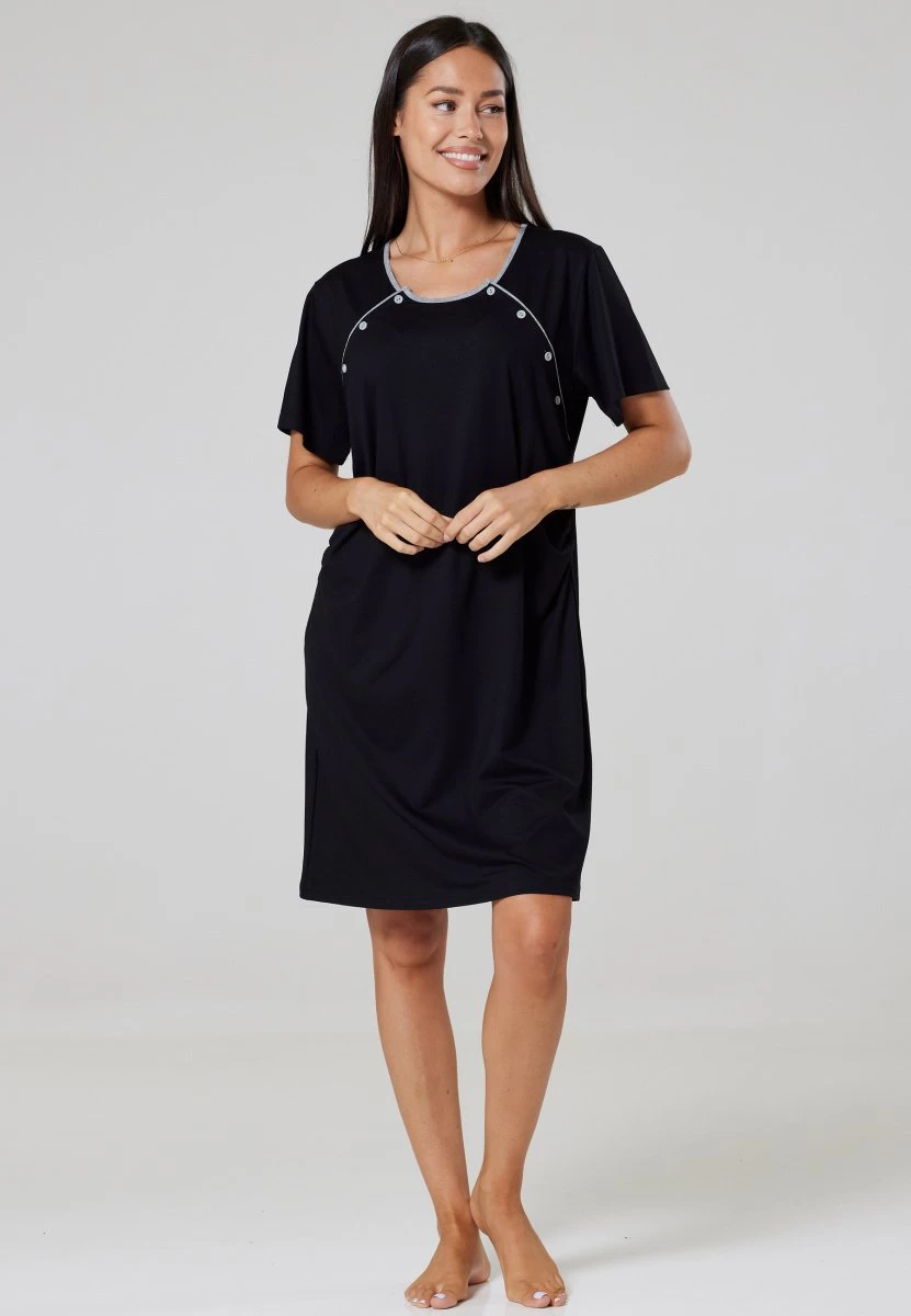 Happy Mama Maternity Nursing- Nightie - Nightdress Black 2 Happy Mama Maternity Nursing- Nightie - Nightdress Black - Image 2