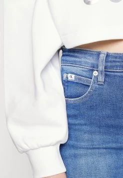 Calvin Klein Jeans Shiny Institutional Hoodie - Sweatshirt - Bright White -Ladies Clothing Shop 91643a294c8b470c92fb8a1b4eaaed82