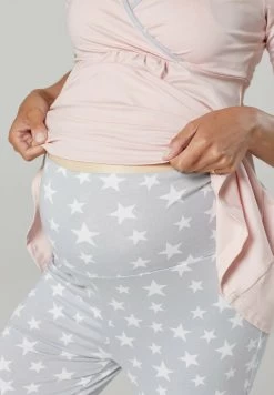 Happy Mama 3 Piece Sleepwear - Dressing Gown - Powder Pink /Grey Melange With Stars -Ladies Clothing Shop 969a77bd98f64dd7a81fd9614a5389f6