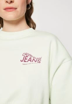 Calvin Klein Jeans Motion Logo Crew Neck - Sweatshirt - Canary Green / Amaranth -Ladies Clothing Shop b87cb50fb30e44c9a37320c134c5d885