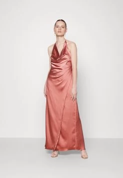 Halston Sutton Gown Wedding In Liquid- Occasion Wear - Salmon