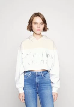 Calvin Klein Jeans Shiny Institutional Hoodie - Sweatshirt - Bright White