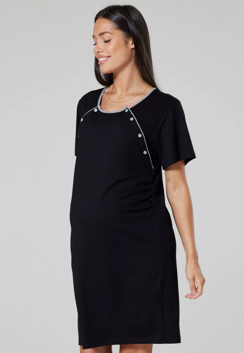 Happy Mama Maternity Nursing- Nightie - Nightdress Black 4 Happy Mama Maternity Nursing- Nightie - Nightdress Black - Image 4