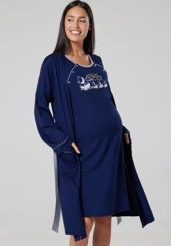 Happy Mama Hospital Maternity Nursing Set - Pyjama Set - Navy
